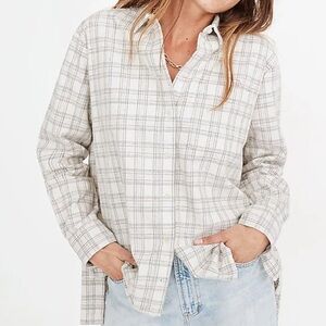 Madewell Corduroy Oversized Ex-Boyfriend Shirt in Lombard Plaid size S